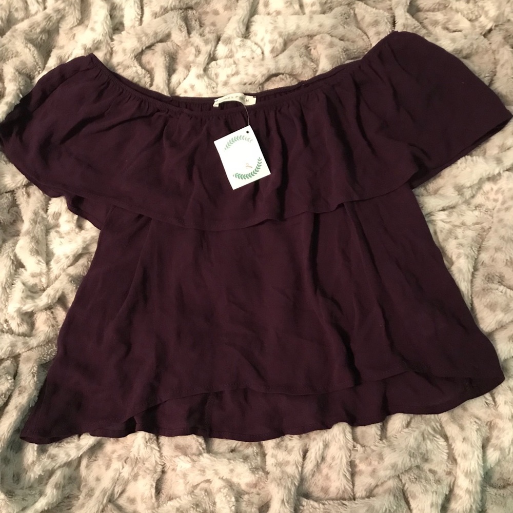 Off the shoulder flowy blouse purple